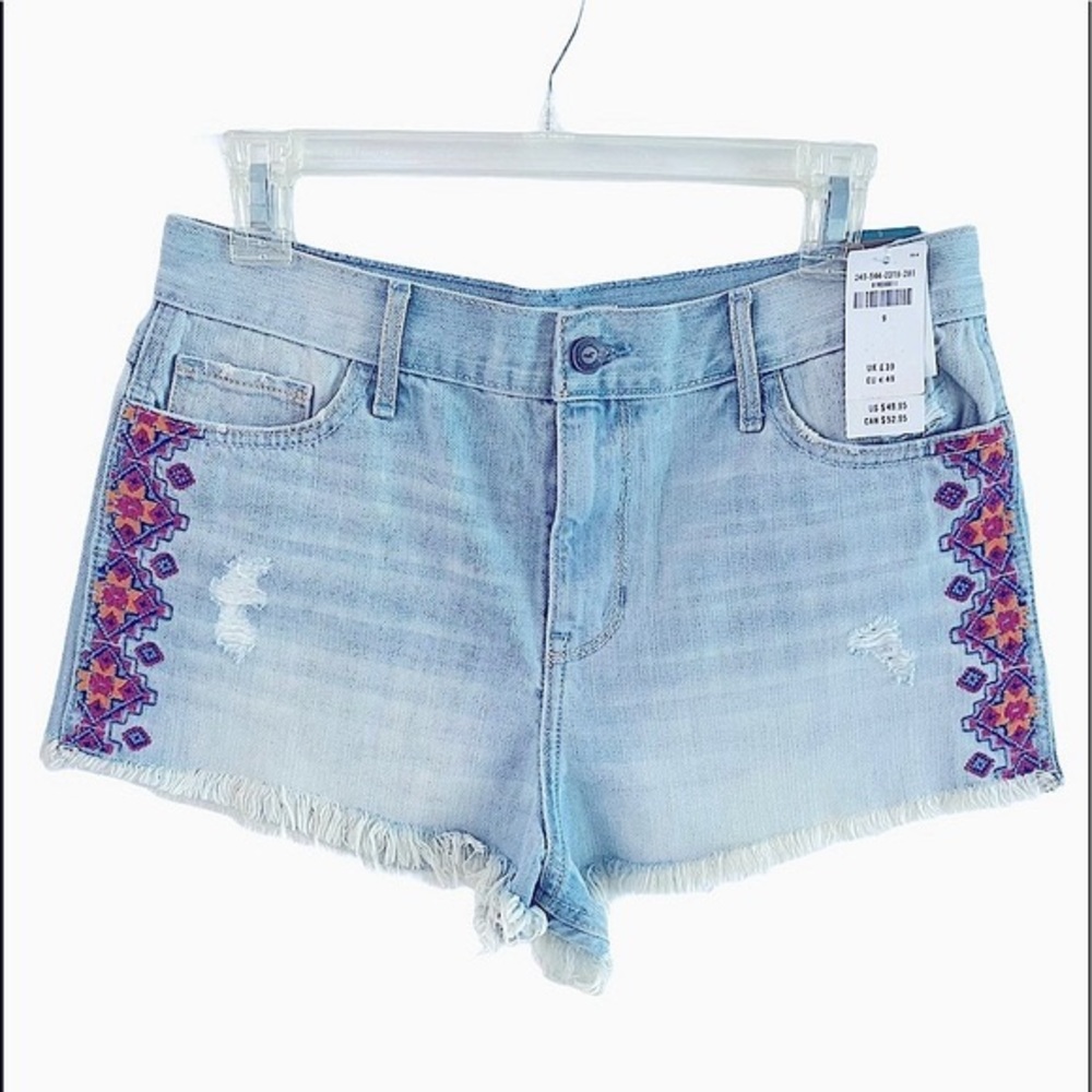 Hollister Embroidered Shorts Denim Light-Wash Women Size 29 NWT